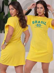 Women's Short Green Brazil World Cup Dress, Casual Fan Outfit 2026 - Màu vàng - Xem 6