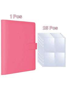 1Set (1Pc Casing With 25Pcs Inner Pages)/Only 25Pcs Replace Inner Pages/Only 50Pcs Replace Inner Pages - 6-Rings A5 PU Leather Loose-Leaf Photo Album Binder With 25 Inner Film Bags, Small Card Storage Book, DIY Card Collection Album Travel Journal,Elegant Rectangular Photo Organizer For Mini Film, Family, Anniversary, Graduation, Wedding, Handmade Scrapbook For Mini Movies, Family Photos, And Anniversary Pictures - Multicolor - View 19