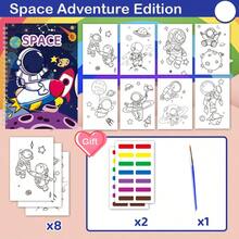 Children's Watercolor Pattern Coloring Book, Comes With Paints And Brushes, Cute Animal Coloring Book, Princess Animal & Unicorn Coloring Book, Back To School Gift, Drawing & Doodle Book - Multicolor - View 7