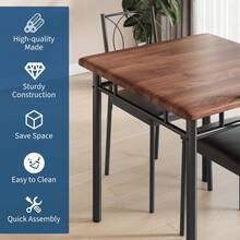 Dining Table & Chair Sets - Nogal Table + 2 Chairs - View 5