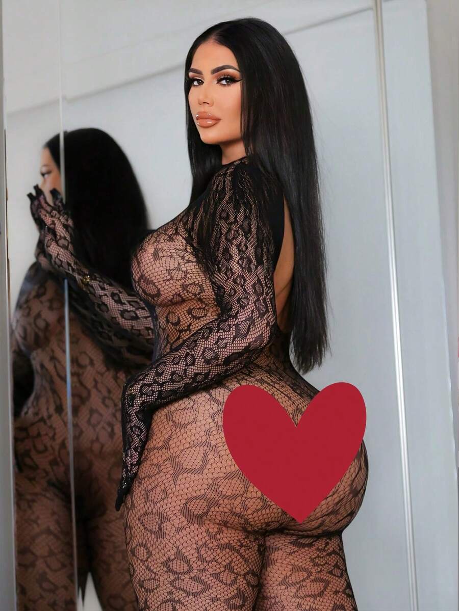 Đồ lót gợi cảm, áo liền thân lưới cho nữ, áo liền thân bó sát, quần lưới gợi cảm, đồ ngủ bó sát. - màu đen - Xem 1