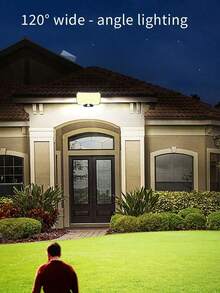 1PC Motion Sensor Solar Light, 2000 Lumens, 77LED Spotlight, 3 Functional Modes, Wireless Floodlights For Hotels, Porches, Gardens, Courtyards, Lanes, Virtual Security Camera - Solar And Motion Sensing -2025 Upgrade -1200mah - Single Head Split-wall Lamp - View 7