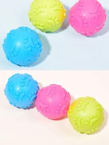 Paw Print Squeaky Ball Pet Chew Toy - Multicolor - View 6