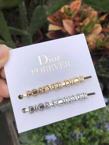 Christian Dior 字母图案发夹，金银双色套装，侧夹/爪夹，多功能简约优雅爪夹 - 金銀 - 查看 2