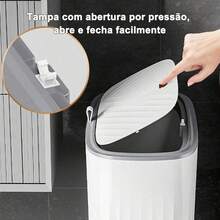 Haosin 8L (2.11 Gal) Slim Trash Can With Pressure Lid - Airtight, Odor-Resistant, Space-Saving For Bathroom/Bedroom (6x13x24cm) Narrow Slotted Wastebasket Garbage Bin Perfect Organization Gift For Christmas - 米黃色 - 查看 8