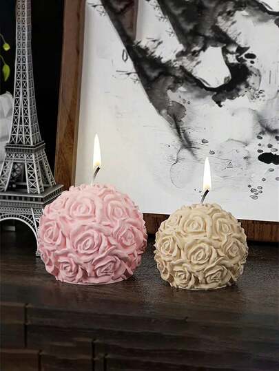 1pc Peony & Rose Scented Candle, Party/Wedding/Birthday Gift, Wedding Decor, Birthday & Wedding Center Piece