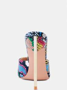 Bottoms Up Strappy Slip On Stiletto Heels - Multi - View 4
