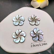 4 mặt dây chuyền hình hoa sứ chạm khắc thủ công từ vỏ sò MOP tự nhiên, dùng để làm khuyên tai hoặc vòng cổ, thiết kế kiểu Hawaii, trang sức đảo nhiệt đới. - màu đen - Xem 75