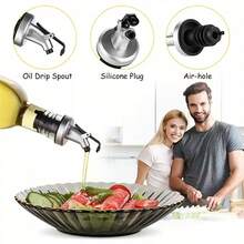 Bộ 4 chai, dung tích 16,91 oz (khoảng 473ml), chai đựng dầu ô liu có vòi nhỏ giọt, thích hợp cho nấu ăn, làm bánh, đồ dùng nhà bếp. - Nhiều màu - Xem 3