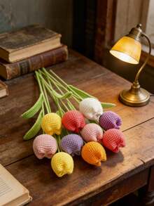 Handgefertigte gehäkelte Blume, künstliche geflochtene Sonnenblume, konservierte Blume, perfektes Geschenk zu Weihnachten, Geburtstag, Hochzeit, Abschluss, Lehrertag. Geeignet für Restaurant, Zimmer, Schlafzimmer Dekoration, Feiertagsgeschenke und Partydekorationen, Valentinstag Heimdekoration. - Verschiedenfarbig - Übersicht 2
