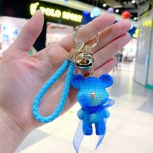 New Creative Resin Yarn Bear Plush Car Keychain Fashion Cute Bag Pendant Creative Gift Ornament - 漸層粉 - 查看 9