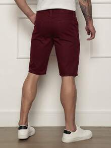 Men's Premium Colored Denim Bermuda Shorts In Various Colors - 酒紅色 - 查看 5