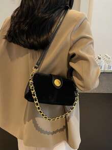 Bolso de hombro minimalista y elegante de moda retro para mujer - Negro - Ver 3