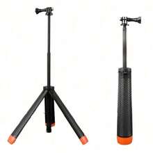 4-In-1 Floating Selfie Stick Tripod - Waterproof Extendable Monopod For D/J/I Action 5 Pro/4/3, X4/X3/Ace Pro 2, Adjustable Height 9.25-22.44 Inch - Black and Orange - View 12