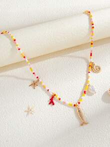 Beach Vacation Style Mermaid Seashell Pendant With Body Chain, Sexy Bead Elastic Waist Chain Jewelry - Waist Chain - View 6