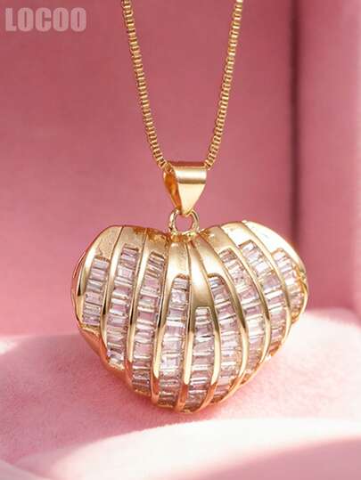 1 PC Luxury Cubic Zirconia Pendant Necklace For Women For Wedding Engagement Anniversary Party Jewelry Valentine's Day Gift