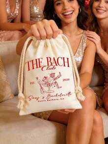 Customized Bachelorette Party Canvas Drawstring Bag, Personalized Bachelorette Weekend Gift Bag, Customizable Name, Location And Year, Fun Club Design, Suitable As Gifts For Groomsmen, Bridesmaids, Bride And Groom - Multicolor - View 10