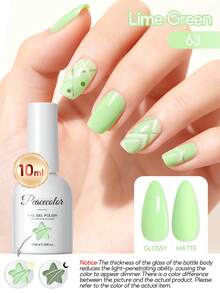 PEACECOLOR 1 Bottle 10ml Macaron Color Series Sweet Jelly Nail Polish, Glass Bottle Soak-Off UV LED Gel Nail Polish, Suitable For Beginners Home DIY Manicure Salon Use, Women Nail Care Gift - Multicolor - View 10