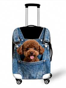 1個卡通吊帶牛仔寵物貓狗行李箱套 - 耐用輕量聚酯纖維材質，鮮豔設計 - 適合旅行與居家使用，送給女兒的完美禮物，家庭行李箱套，鮮豔行李箱套，防塵保護套，旅行行李箱套 - 彩色 - 查看 17