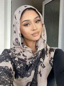 1 chiếc khăn trùm đầu nữ in hình tranh thủy mặc thời trang, kiểu dáng thanh lịch và đa năng, chất liệu nhẹ, in một mặt, phù hợp cho mọi mùa, có thể dùng hàng ngày hoặc mặc cùng áo Abaya. - Nhiều màu - Xem 5