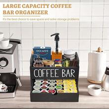 1pc Retro Wooden Coffee Bar Storage Rack, Countertop Coffee Capsule Holder, Desktop Coffee & Tea Accessories Storage Box, Farmhouse Style Coffee Accessory Storage Box, Bar Decor, Home Organization, Back To School Decor - Multicolor - View 4