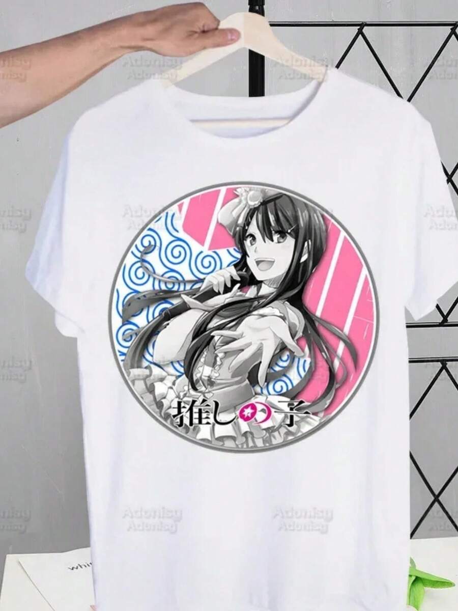 Oshi No Ko Anime T-Shirts Summer Men Funny Print Ai Hoshino Ai Ruby Akane Tshirt Streetwear T Shirt Short Sleeve Tee Top5 - 白色 - 查看 1
