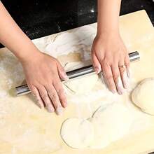 Bộ dụng cụ làm bánh 3 món bằng thép không gỉ, gồm dao cắt pizza, cán bột và dụng cụ gạt bột, thích hợp để cắt bánh răng cưa, cắt mì ống và bánh bao, tạo hình bánh ngọt, làm nhân bánh - Bộ dụng cụ làm bánh thiết yếu cho nhà bếp - Xem 6