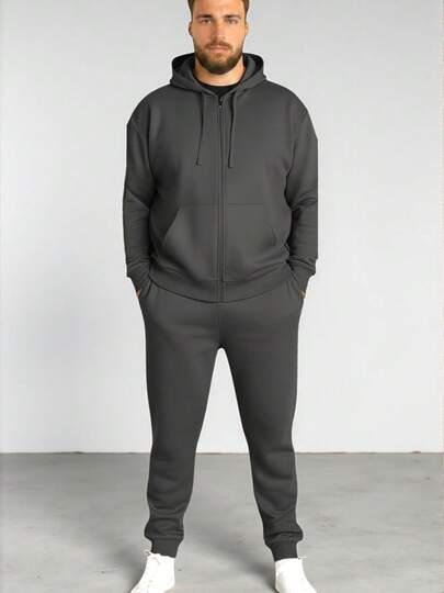CONJUNTO ECONOMICO CASUAL PARA HOMBRE CON BOLSAS LATERALES CON CAPUCHA AJUSTABLE Y PANTALON TIPO JOGGER