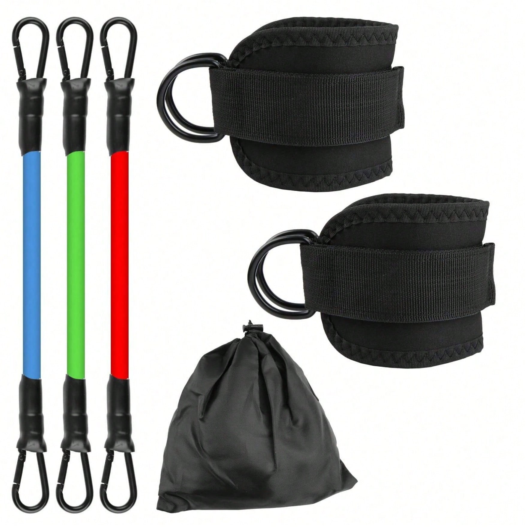 Set de 6 bandas de resistencia con correas para tobillos, adecuadas para entrenamiento de fitness, activación de glúteos, unisex, ejercicios de pier