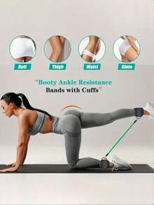 6件套阻力带套装，带脚踝绑带，适用于健身锻炼、臀部训练，男女通用，可用于腿部和臀部锻炼、普拉提家庭锻炼（10磅、20磅、30磅） - 彩色 - 查看 6