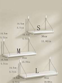 3件套壁挂式置物架，带挂钩 - 无需钻孔安装，现代木质书籍收纳架，适用于厨房和客厅 - 三种尺寸（大、中、小），书籍收纳，现代装饰，简约设计，书架，悬浮式置物架 - 白色 - 查看 3