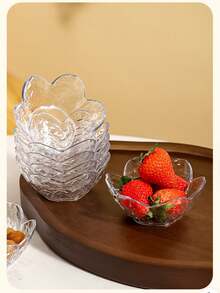 2/4/6/10pcs Set Mini Cherry Blossom Sauce Plate Set, Pink Cherry Flower Crystal Plastic Appetizer Plate, Dipping Bowl, Tasting Plate, Serving Plate, Seasoning Dish, Small Bowl, Ice Cream Snack Soy Sauce Condiment Plate - Clear - View 5