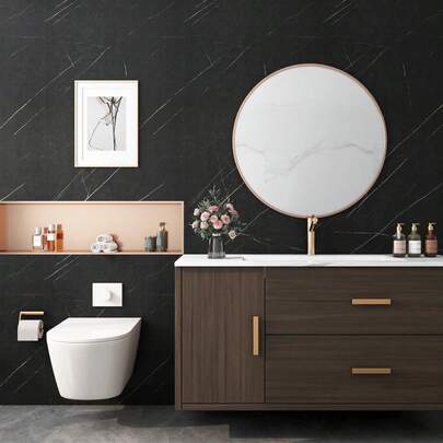 1 Roll Luxury Marble Pattern Self-Adhesive Wallpaper, 118 X 15.7 Inches, Peel And Stick. Waterproof, Moisture-Proof, Oil-Proof, Easy To Clean, Seamless Splicing, Perfectly Suitable For Living Room, Bedroom, Bathroom, Kitchen And Stairs, Living Room Decor | Seamless Wall Design | Waterproof Wallpaper