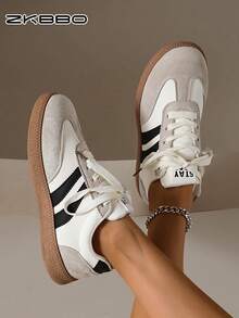 ZKBBO Giày bệt nữ, giày thể thao đi bộ, giày sneaker cổ điển nhẹ và thoải mái. - Màu be - Xem 4