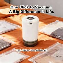 Kitchen mommy Cooking Mom Food Vacuum Sealer Bags And Handheld Electric Vacuum Sealer Set, Equipped With Rechargeable 500mAh Battery, Reusable Vacuum Seal Zipper Bags And 1 Electric Pump, Suitable For Storing Dry/Wet Powder, Meat, Vegetables, Fruits, Includes Large/Medium/Small Vacuum Zipper Bags For Refrigerator Food Preservation - Multicolor - View 1