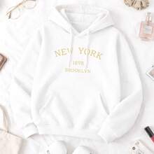 Women's Kangaroo Fleece Hoodie With Pockets, Tumblr Style Sweatshirt - 白色 - 查看 6