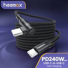 防缠绕尼龙编织240W快充线，240W Type-C转Type-C快充线，90°弯头，适用于 15/16/17 Pro/Pro Max Plus/Pro/Air5，3.3英尺/6.6英尺/10英尺可选，妇女节/生日礼物 - 多色1 - 查看 4