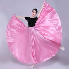 1pc Fashion Dancing Long Dress, Women's Satin Double Slit Full Sequin Dress, Inspired By Belly Dance Flamenco Dress, Suitable For Festivals, Parties, Nightclubs, Beaches, Boho Vintage Style - Multicolor - View 13