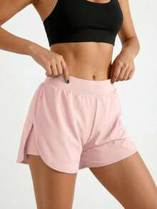 Ladies' Best-Selling Pink Sports Pants (With Slit Design), Yoga And Fitness Training Pants, Quick-Drying And Breathable, Machine Washable, Close-Fitting Pants, Tennis Training Pants, Ladies' Casual Sports Pants, Slimming And Shaping Style - 粉色 - 查看 4