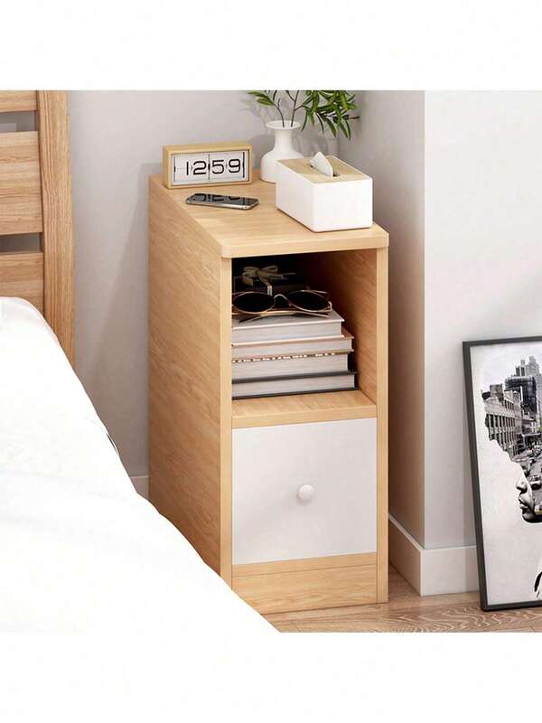 Buro de Noche de Madera con 1 Cajones, Mesita de Noche para Sala y RecáMara, ctg009514, Minimalista Mesa Auxiliar de Fácil Montaje, Tallas de L20xW30xH45(cm)