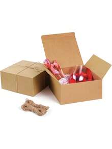 10pcs 8x8x4 Inch White Gift Boxes With Lids, Easy Assembly With Cotton Rope, Suitable For Bridesmaid, Proposal, Wedding, Birthday Party Packaging - Multicolor - View 1