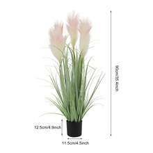 YUNRUX Artificial Plants, Decorative Grass In A Pot, Artificial Tall Grass Plant With Reed Flowers - 淺粉色 - 查看 2
