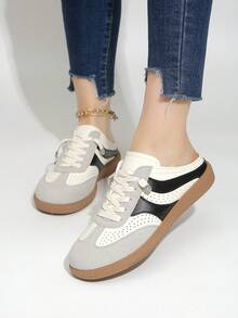 Nuevas sandalias deportivas planas de malla para mujer, diseño deportivo exterior talla grande reciente - Negro - Ver 4