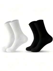 50pcs/Pack, 40pcs/Pack, 30pcs/Pack, 24pcs/Pack, 20pcs/Pack Women's Black & White Tight-Fitting Sports Socks, Running Socks, Suitable For Cycling Round Neck Socks, Thick Comfortable Daily Wear Socks, Couples Casual Warm Long Tube Socks, Antibacterial Moisture-Wicking, Suitable For Home Wear, 12pcs/Pack, 10pcs/Pack, 8pcs/Pack, 6pcs/Pack, 4pcs/Pack, 2pcs/Pack - Multicolor - View 3
