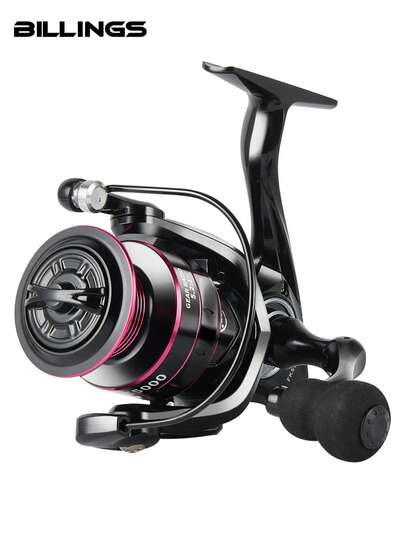 BILLINGS 最大拖拽力26磅，淡水海水两用纺车轮，齿轮比5.2:1，金属转子和线杯