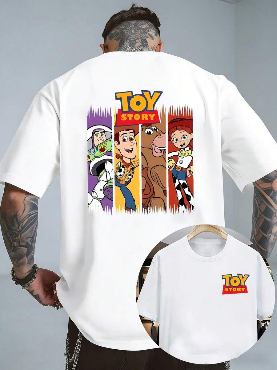 Disney Toy Story Men's T-Shirt - Officially Licensed Woody And Buzz Lightyear Short-Sleeved T-Shirt With Iconic Character Designs, Crew Neck, Machine Washable, Suitable For Casual Wear, Themed Parties, And Everyday Outfits. - White - View 1