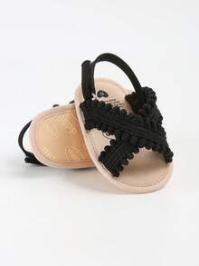 Toddler Girls' Breathable Hollow-Out Soft Bottom Sandals, Summer - Black - View 8