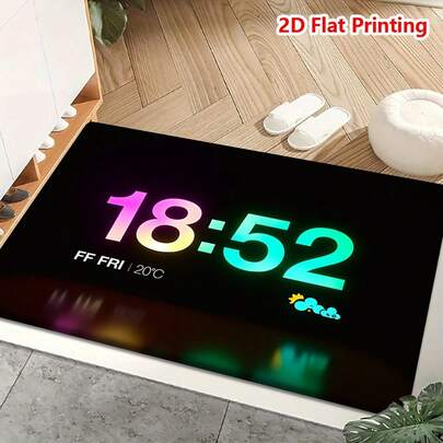 1/2개 패션 주방 매트 발매트 다채로운 디지털 시계 온도 날씨 디스플레이 패턴 지역 러그 카펫 가정 거실 침실 복도용