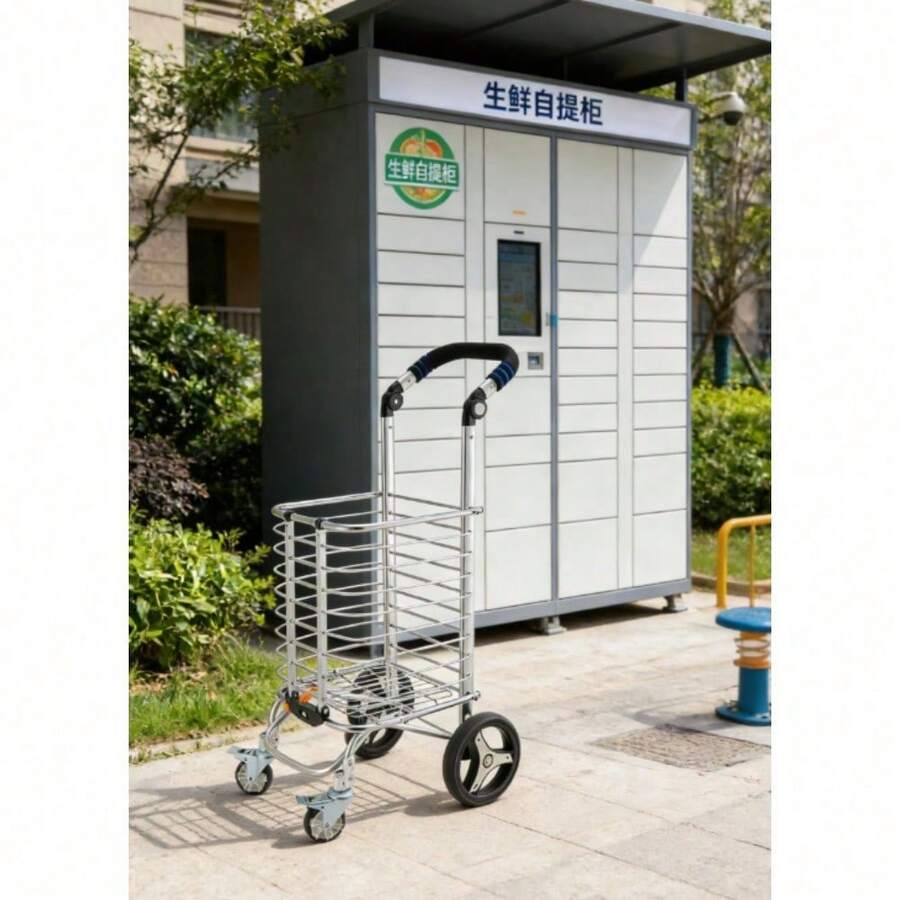 Folding Shopping Cart With Two In One Design, No Need To Disassemble, Saves Space, Foldable With Wheels, Suitable For Groceries And Travel - Variant1 - View 1