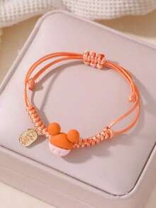 1pc Handmade Beaded Cartoon Bracelet, Adjustable With Rhinestone Decor, Candy Color Bracelet Suitable For Women And Couples, Party Jewelry, Small Party Favors, Birthday And Holiday Party Accessories, Adjustable Rhinestone Decorated Bracelet, Suitable As A Gift For Girls And Friends - A - View 5